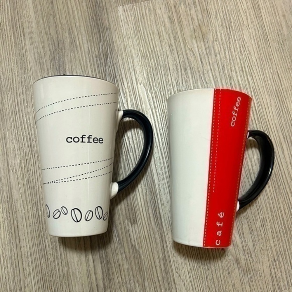 Ceramic coffee cafe mugs cups. Tall size. New condition.